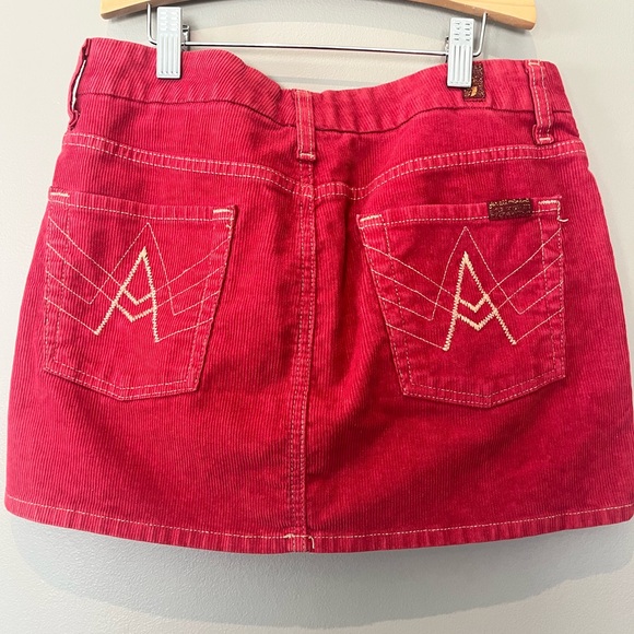 7 For All Mankind corduroy red mini skirt - Picture 3 of 9